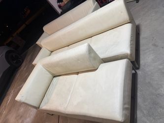 Cream leather sectional
