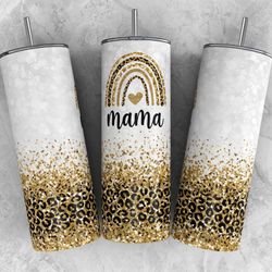 Mama Leopard Glitter Tumbler