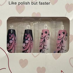 Press On Nails Black White Pink Design
