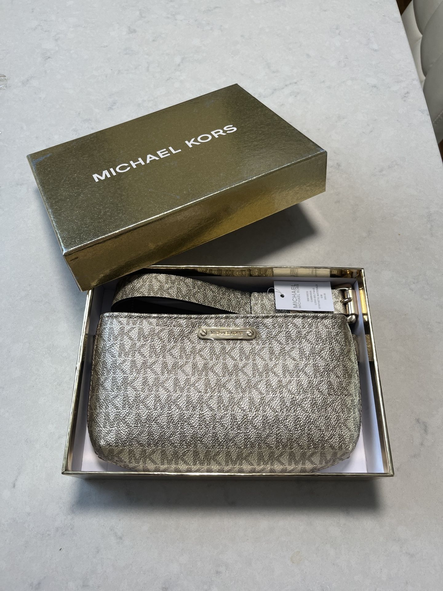 Authentic New MICHAEL KORS Women's Metallic MK LOGO GOLD Belt Bag Size S/M