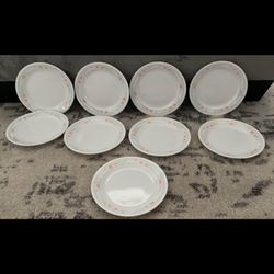Discontinued Corelle Peach Garland Set Of 9 Bread & Butter Salad Side Plates