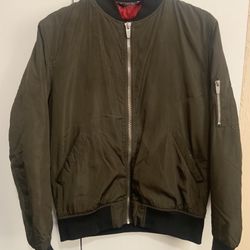 Zara Olive Green Bomber Jacket (Size: Medium)- $40