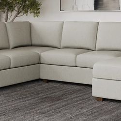 Fabric  Beige Thomasville Sectional with Storage Chaise