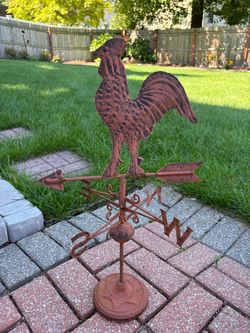 Vintage Tabletop Metal Rooster Weathervane 24” High and 15” Wide.