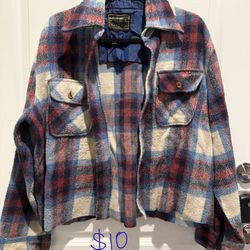 Men's Cropped Plaid Jacket (L)