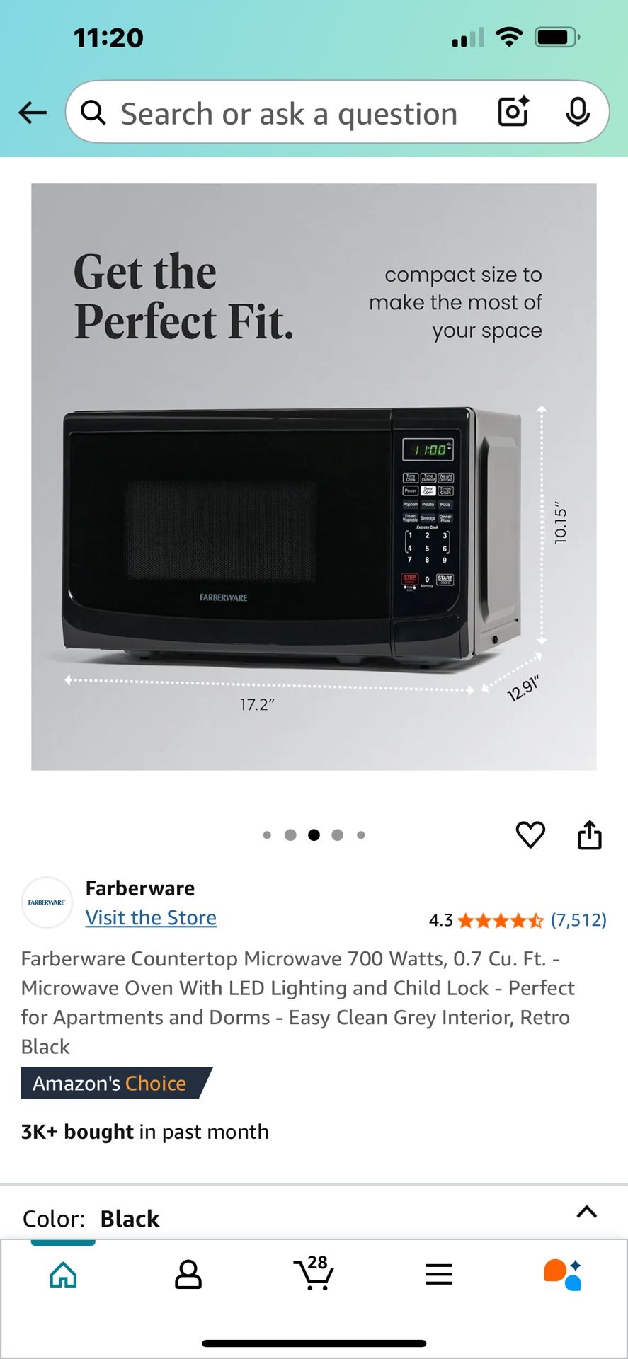 Brand New Farberware Microwave 700 Watt .7 Cu -Ft Black