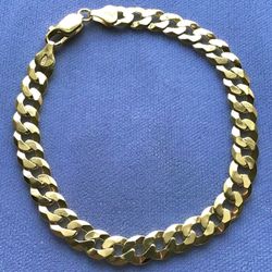 8” Cuban Bracelet 7mm Faceted QUALITY! Gold On Sterling Silver Italy 925 *Ship Nationwide Or Pickup Boca Raton