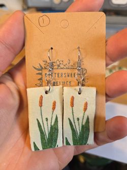 Handmade Clay Cattail earrings