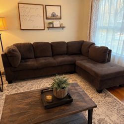 Brown Sectional Sofa with Chaise