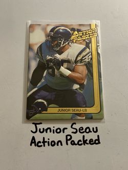 Junior Seau San Diego Chargers Hall of Fame LB Action Packed Card.