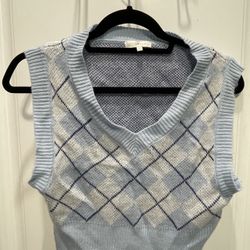 Junior’s Size Medium Blue Argyle Sweater Vest 
