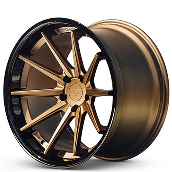 20" STAGGERED FERRADA FR4 MATTE BRONZE WITH GLOSS BLACK LIP RIMS