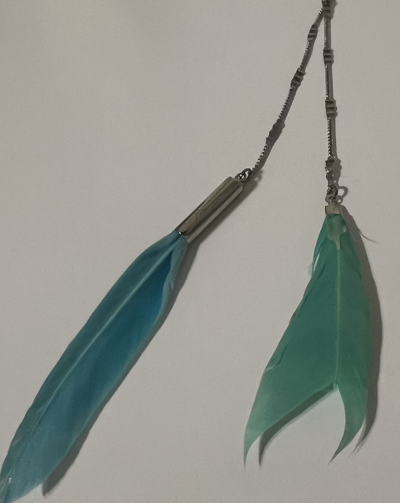 Silver & Turquoise Feather Necklace 