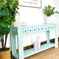 Custom Farmhouse Entry Foyer table Sofa modern rustic monastery farm House Solid Wood Hand Built 
