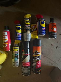 lot of automotive fluids & sprays used