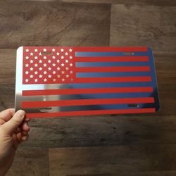 Custom Made American Flag Car License Plate
