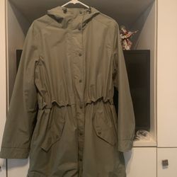 Women's Large Old Navy Olive Green Anorak Rain Cinch Waist Jacket