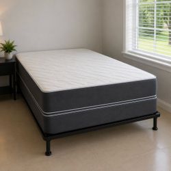 Mattress 10 Inches Thick With Box Springs And Metal Bed Frame QUEEN Size, New From Factory, Available in All Sizes And Same Day Delivery