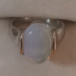 New Sterling Silver Natural Moonstone Ring 