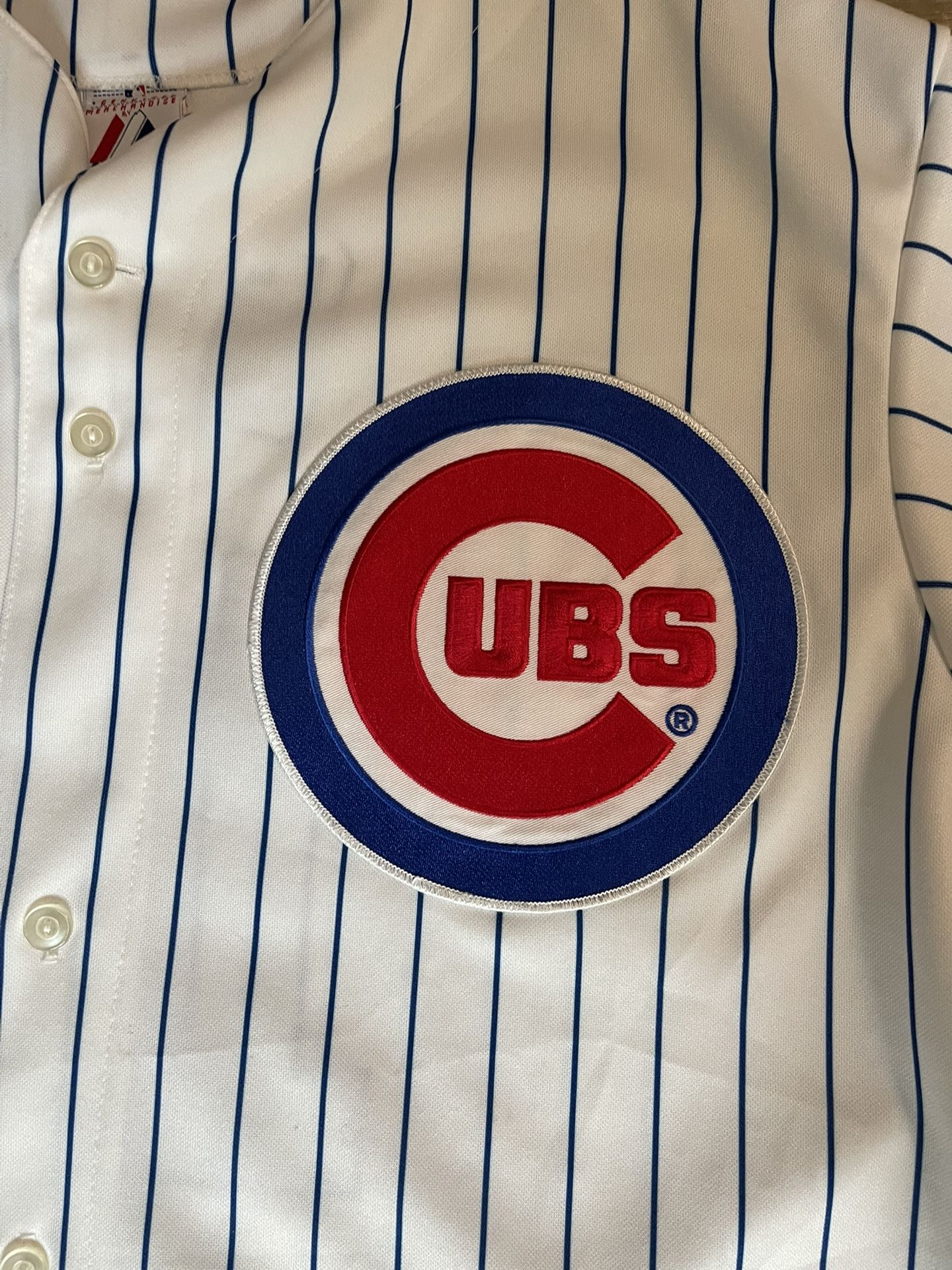 Vintage MLB CHICAGO CUBS Soto #18 Majestic Jersey Made in USA XL White & Blue Stripe