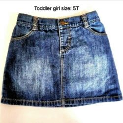 Toddler Girl's Jean Skirt W/ Heart Pockets Size: 5T 