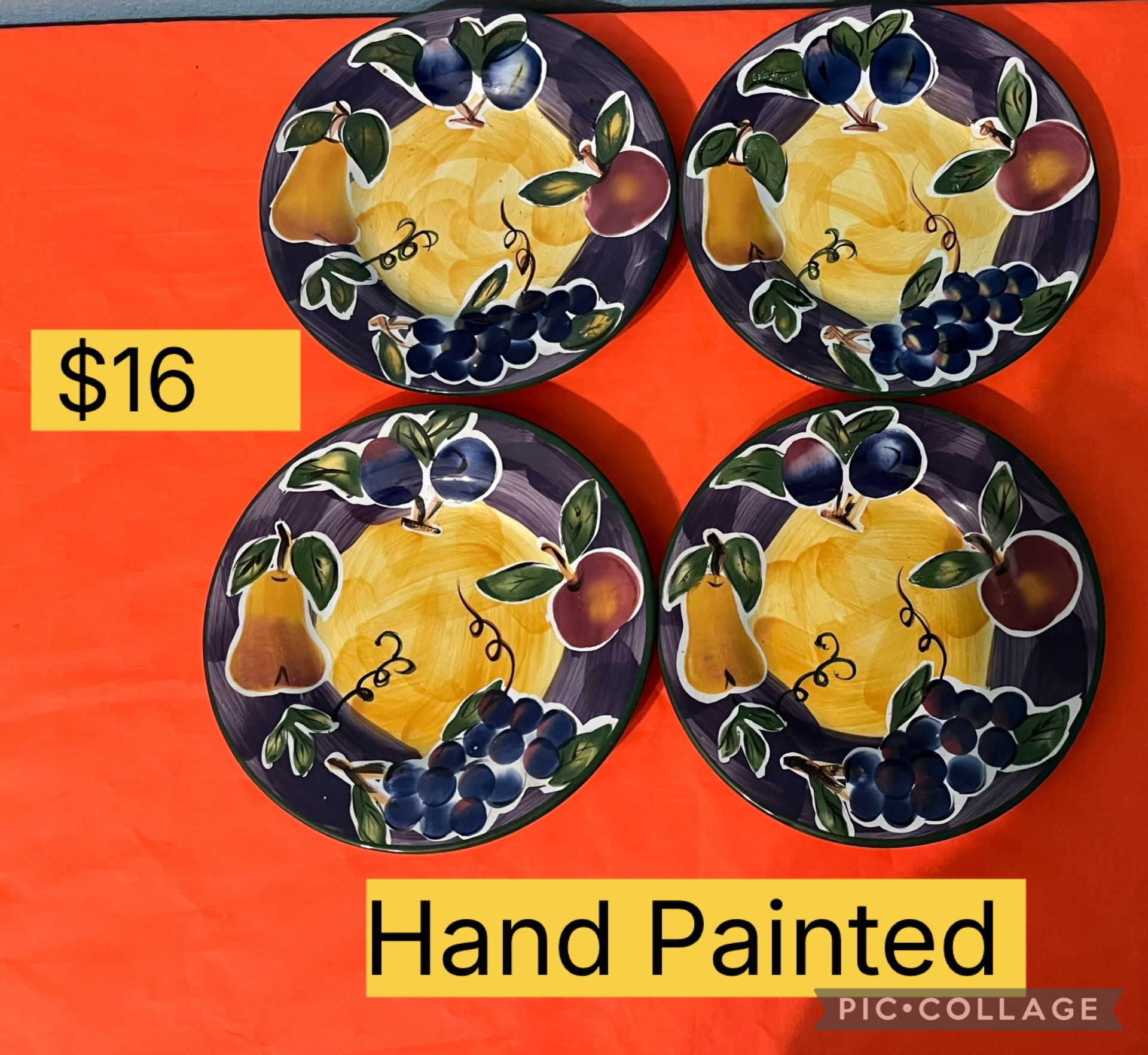 Tabletops Unlimited Scandicci Hand Painted Collection Set Of 4