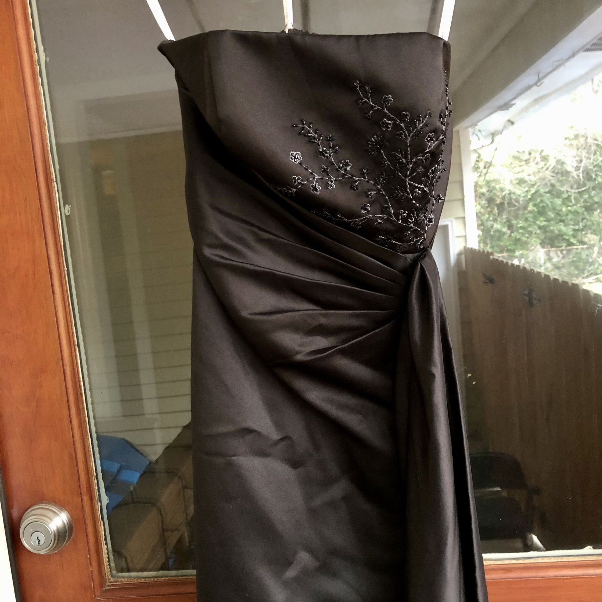 DARK GRAY Gunmetal Strapless Beaded Bridesmaid Prom Homecoming Dress