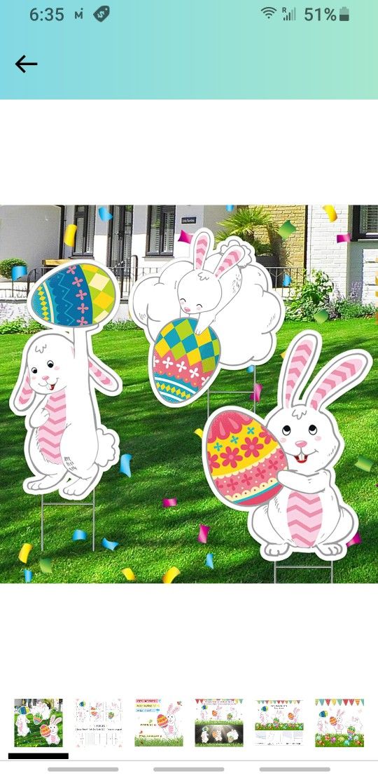 3 Pcs Easter Laser Bunnies with Eggs Yard Decorations,Outdoor Funny Bunnies with Eggs Corrugated Yard Signs Decor - 22”x 16” Happy Easter Yard Signs w