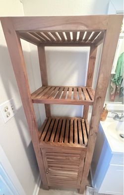 Teak bathroom organizer