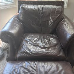 Beautiful And Comfortable Leather Chair, And Ottoman