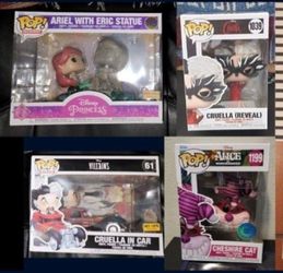 Funko Disney Ariel, Cruella, Cheshire Cat