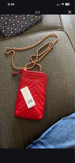 Tory Burch Red Quilted Crossbody Phone Bag