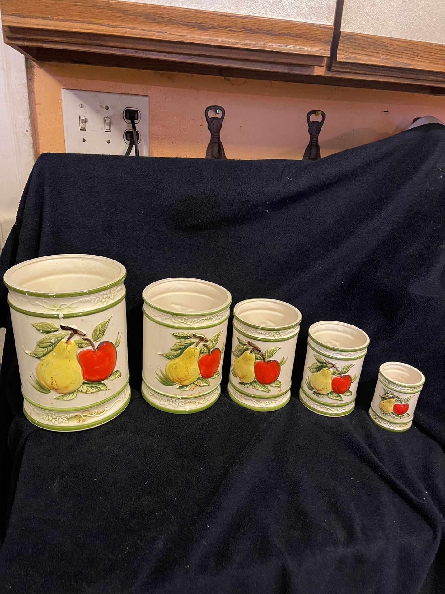 Vintage Mid Century, Modern Canister, Set Double-Sided