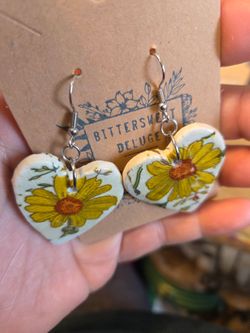Handmade Clay Yellow Daisy earrings