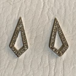 925 Sterling Silver Rhodium Plated Drop Stud Earrings