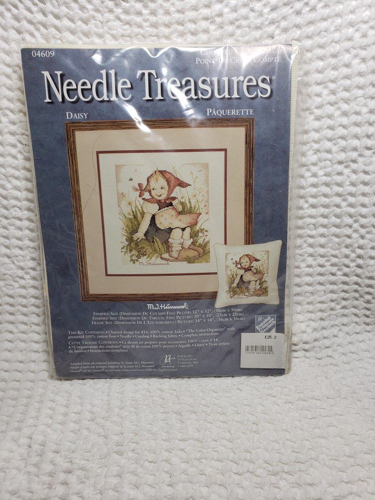 Needle Treasures DAISY Hummel Counted Cross Stitch Kit #04609 . Pillow (12x12" ) or picture 10" X 10" .  New kit and smoke free home. 