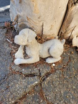 Cement dog garden statue