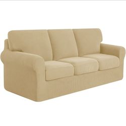 7 Piece Sofa/Couch Protector, Sofa Cover Set, Khaki