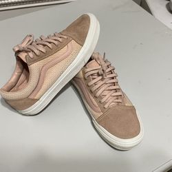 Vans Women’s Old Skool Low Pink Woven Spanish Villa Suede Sneakers
