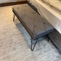 Dark gray tufted bench