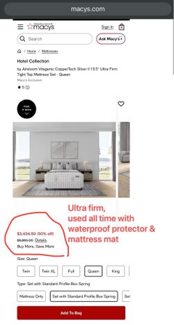 Ultra Firm King mattress set, 70% OFF original price, Hotel Collection