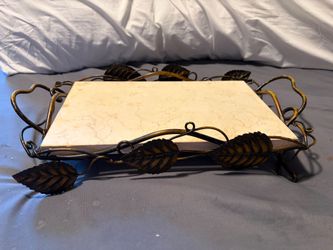 Vintage Leaf Tray and Metal Shelf