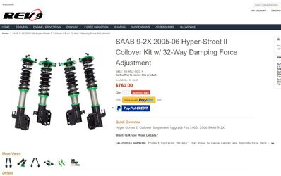 (Open Box) Rev9 R9-HS2-001_4 Hyper-Street II Damper Lowering Coilovers Kit Strut Shock Suspension For SAAB 9-2X 2005-06