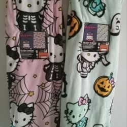 New Halloween Hello Kitty Blankets Pink Skeleton Or Mint Frankenstein Blanket Throw