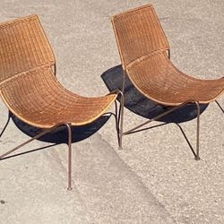 2 Vintage Mid Century Patio Chairs Attributed to Frederick Weinberg or Van Kepple Green