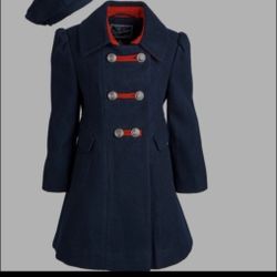 Rothschild Girls sz 6 Navy Blue Dress Coat Military