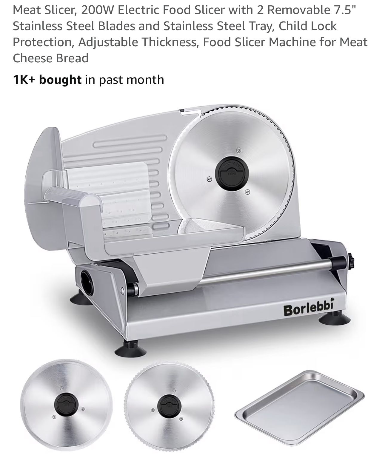 Meat Slicer, 200W Electric Food Slicer