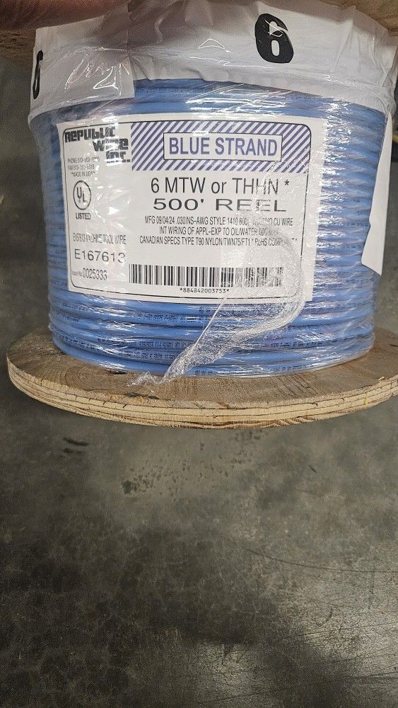 #6 Blue Thhn Stranded Wire