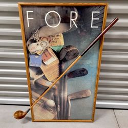 Golf Art Framed Poster with Wood Club