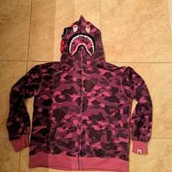 Bape Full Zip-Up Jacket - Pink & Purple Size L